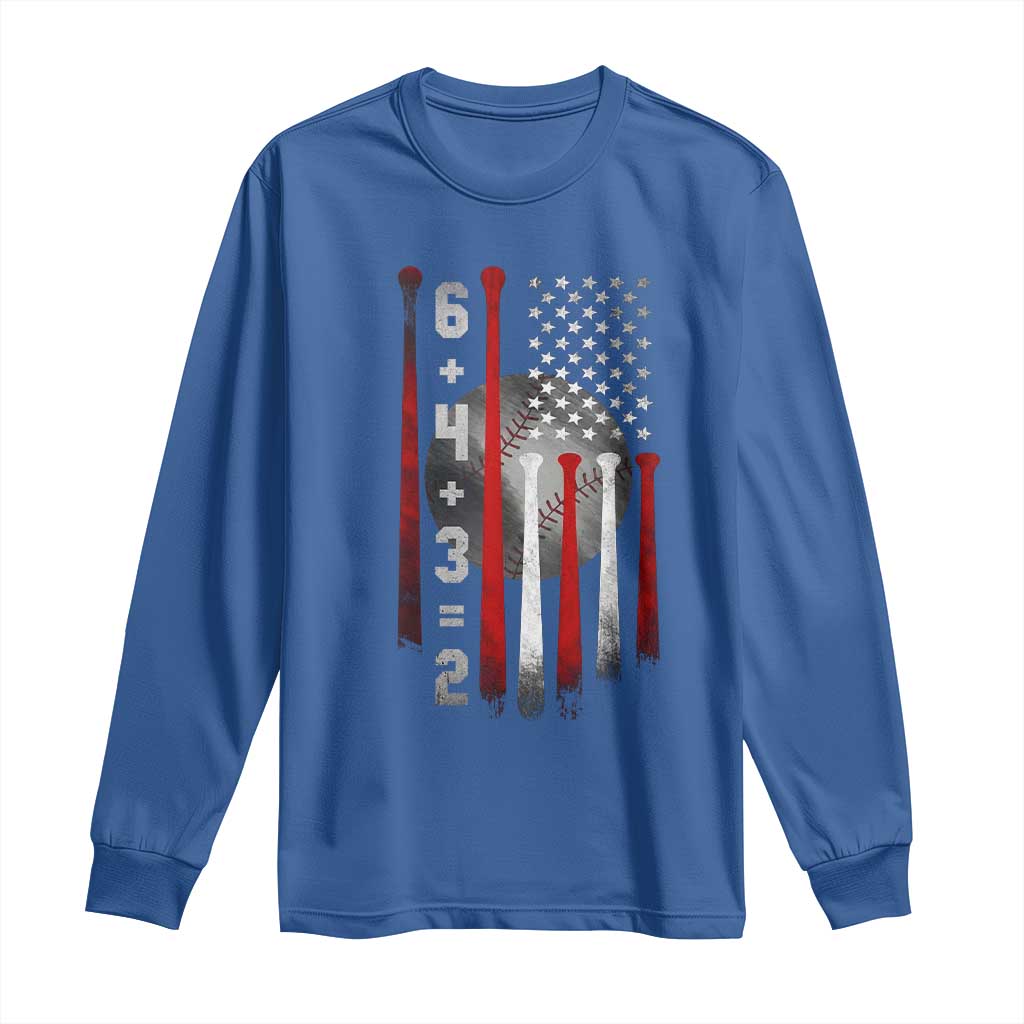 Double Play Long Sleeve Shirt 6 4 3 2 Vintage Baseball Math Softball Player American Flag