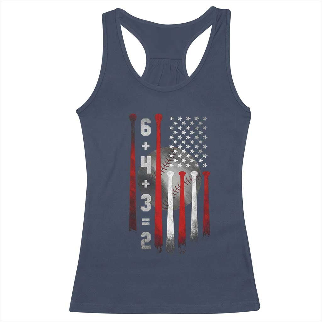 Double Play Racerback Tank Top 6 4 3 2 Vintage Baseball Math Softball Player American Flag