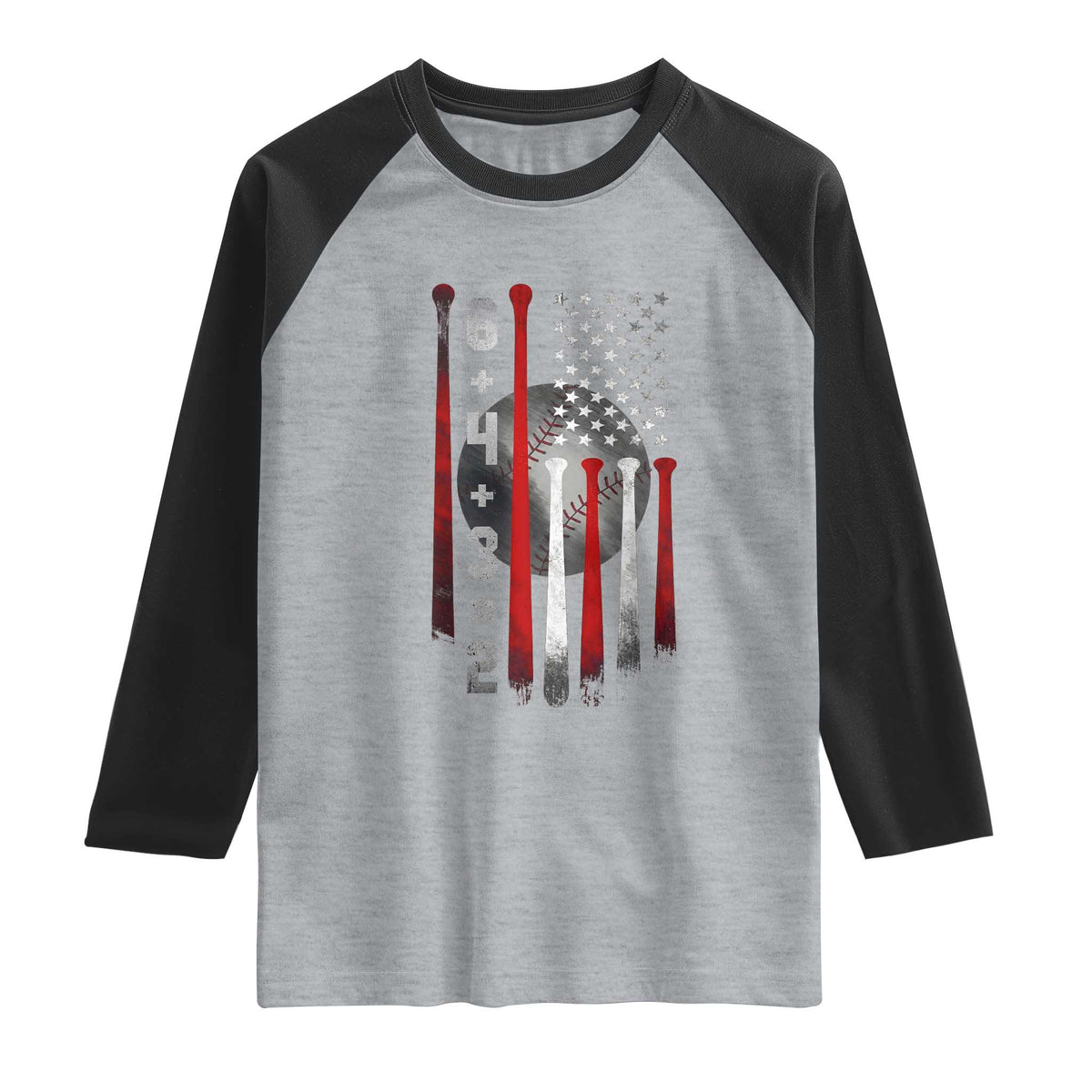 Double Play Raglan Shirt 6 4 3 2 Vintage Baseball Math Softball Player American Flag
