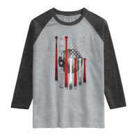 Double Play Raglan Shirt 6 4 3 2 Vintage Baseball Math Softball Player American Flag