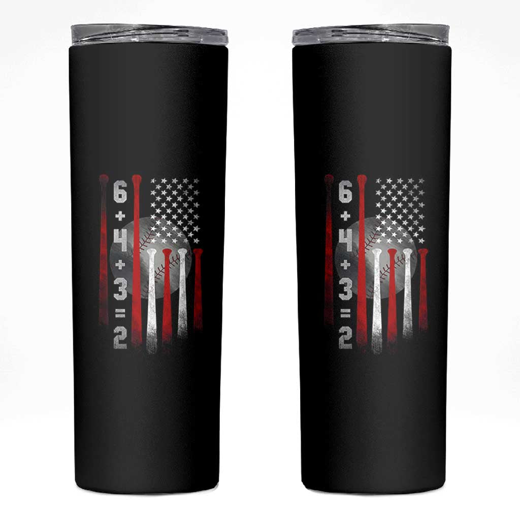 Double Play Skinny Tumbler 6 4 3 2 Vintage Baseball Math Softball Player American Flag