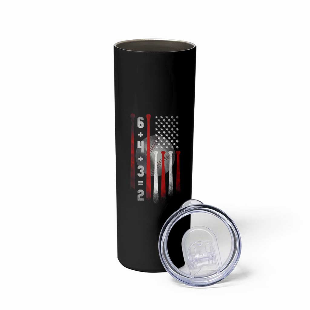 Double Play Skinny Tumbler 6 4 3 2 Vintage Baseball Math Softball Player American Flag