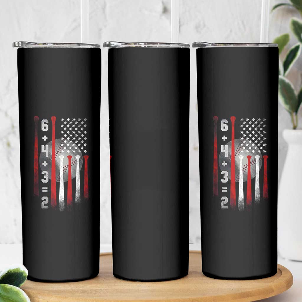 Double Play Skinny Tumbler 6 4 3 2 Vintage Baseball Math Softball Player American Flag