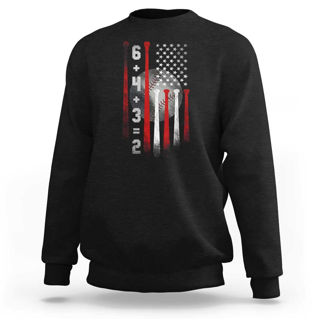 Double Play Sweatshirt 6 4 3 2 Vintage Baseball Math Softball Player American Flag