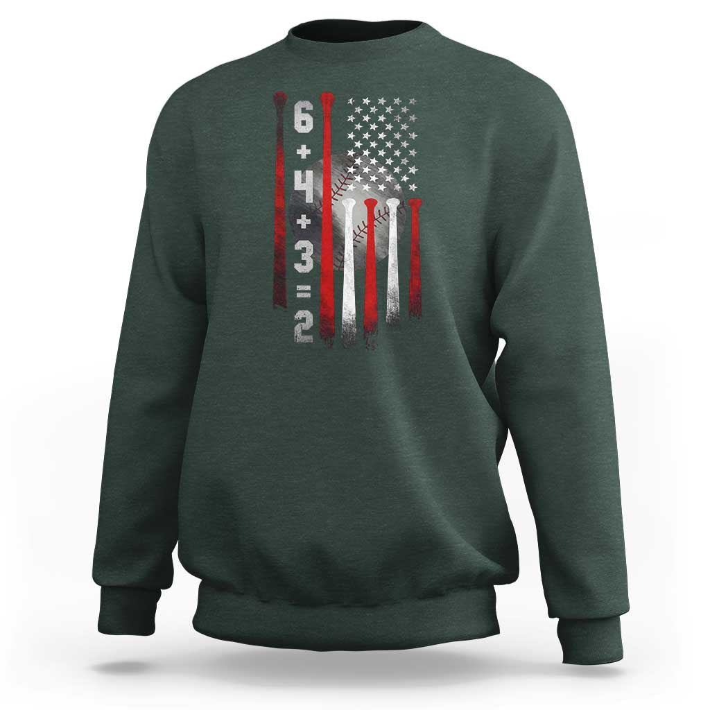 Double Play Sweatshirt 6 4 3 2 Vintage Baseball Math Softball Player American Flag