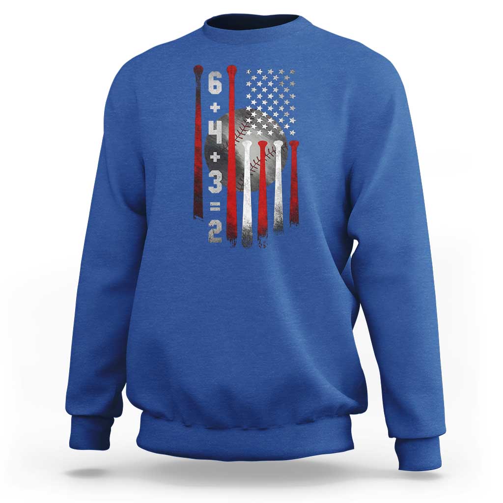 Double Play Sweatshirt 6 4 3 2 Vintage Baseball Math Softball Player American Flag
