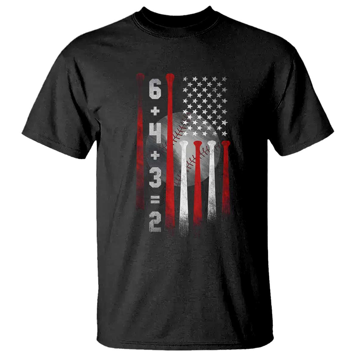 Double Play T Shirt 6 4 3 2 Vintage Baseball Math Softball Player American Flag