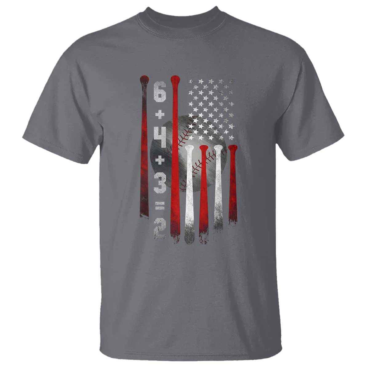 Double Play T Shirt 6 4 3 2 Vintage Baseball Math Softball Player American Flag