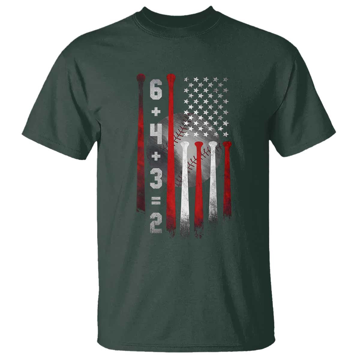 Double Play T Shirt 6 4 3 2 Vintage Baseball Math Softball Player American Flag