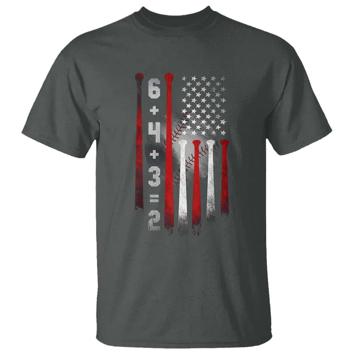 Double Play T Shirt 6 4 3 2 Vintage Baseball Math Softball Player American Flag