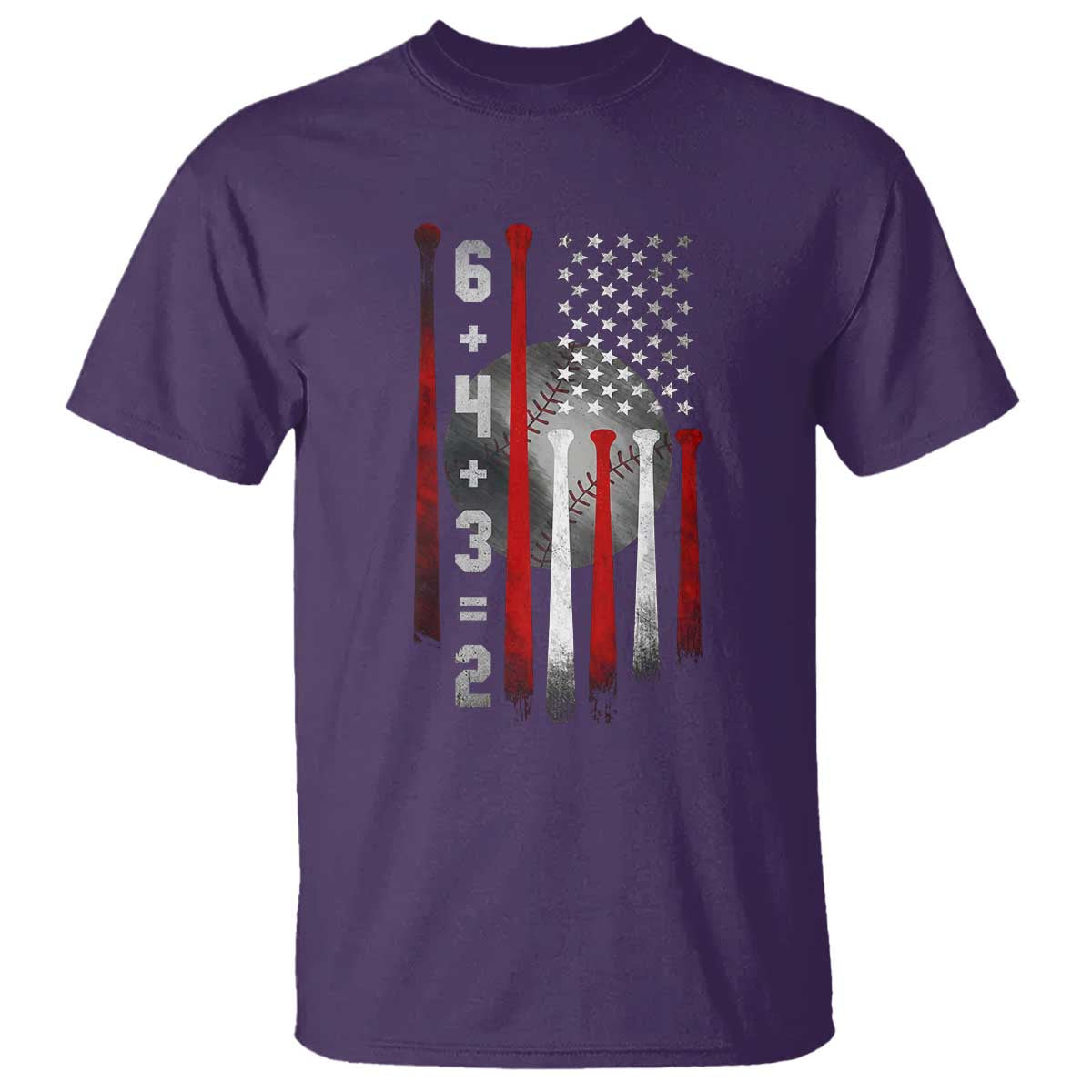 Double Play T Shirt 6 4 3 2 Vintage Baseball Math Softball Player American Flag