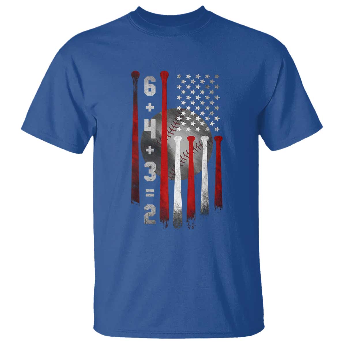 Double Play T Shirt 6 4 3 2 Vintage Baseball Math Softball Player American Flag