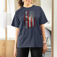 Double Play T Shirt For Women 6 4 3 2 Vintage Baseball Math Softball Player American Flag