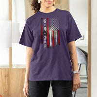 Double Play T Shirt For Women 6 4 3 2 Vintage Baseball Math Softball Player American Flag