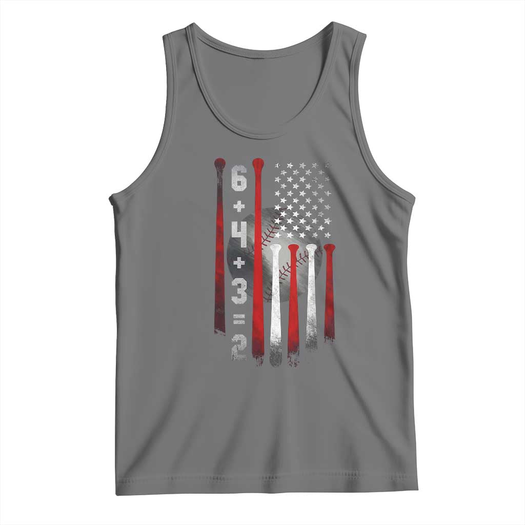 Double Play Tank Top 6 4 3 2 Vintage Baseball Math Softball Player American Flag
