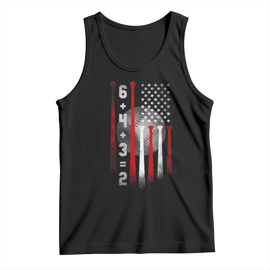 Double Play Tank Top 6 4 3 2 Vintage Baseball Math Softball Player American Flag