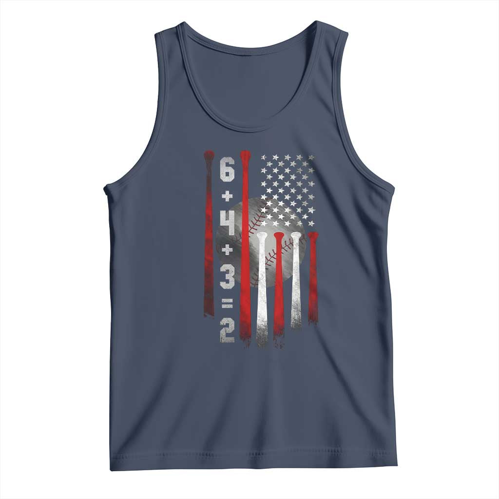 Double Play Tank Top 6 4 3 2 Vintage Baseball Math Softball Player American Flag