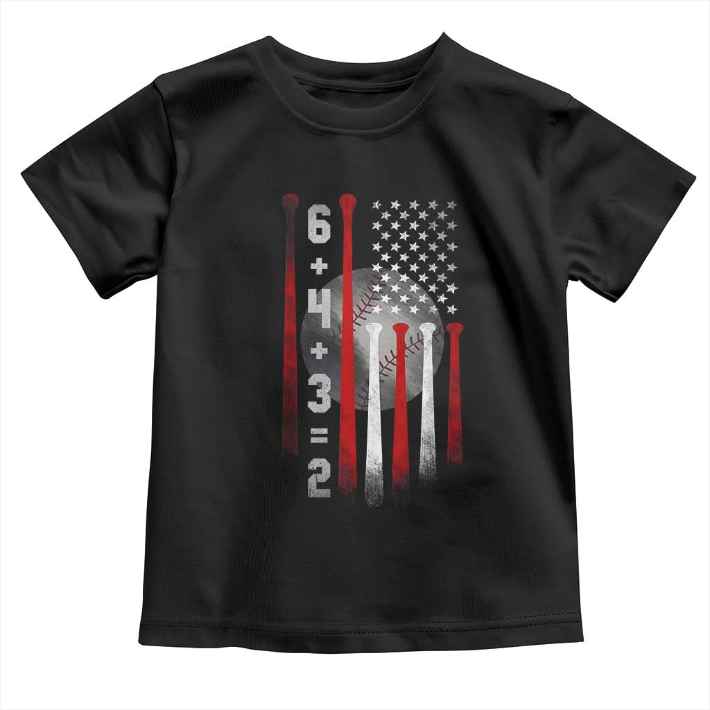 Double Play Toddler T Shirt 6 4 3 2 Vintage Baseball Math Softball Player American Flag