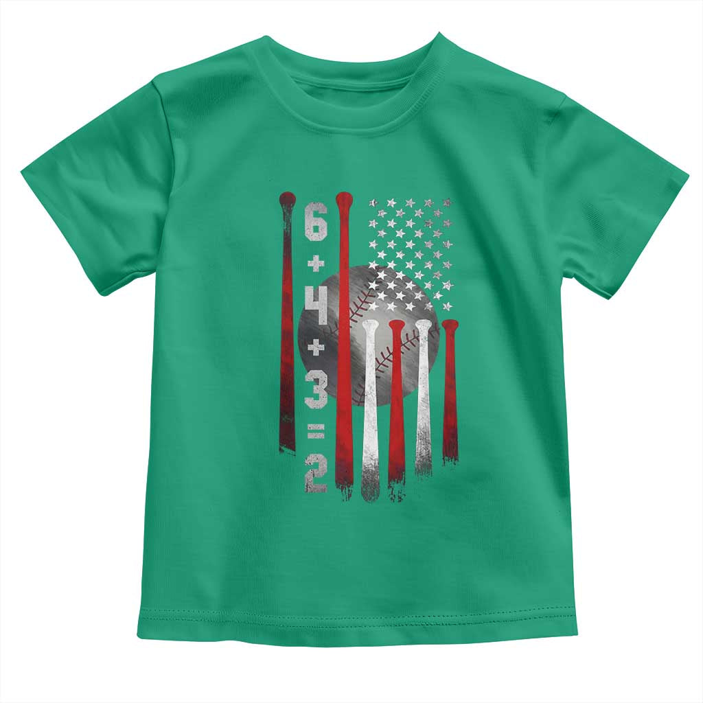 Double Play Toddler T Shirt 6 4 3 2 Vintage Baseball Math Softball Player American Flag