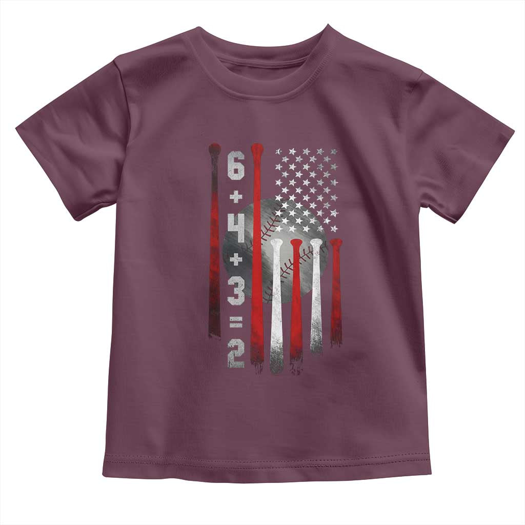 Double Play Toddler T Shirt 6 4 3 2 Vintage Baseball Math Softball Player American Flag