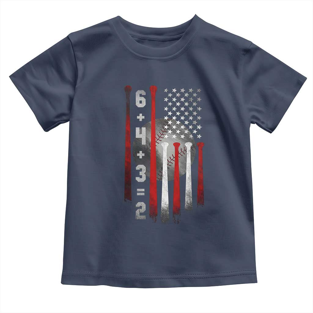 Double Play Toddler T Shirt 6 4 3 2 Vintage Baseball Math Softball Player American Flag