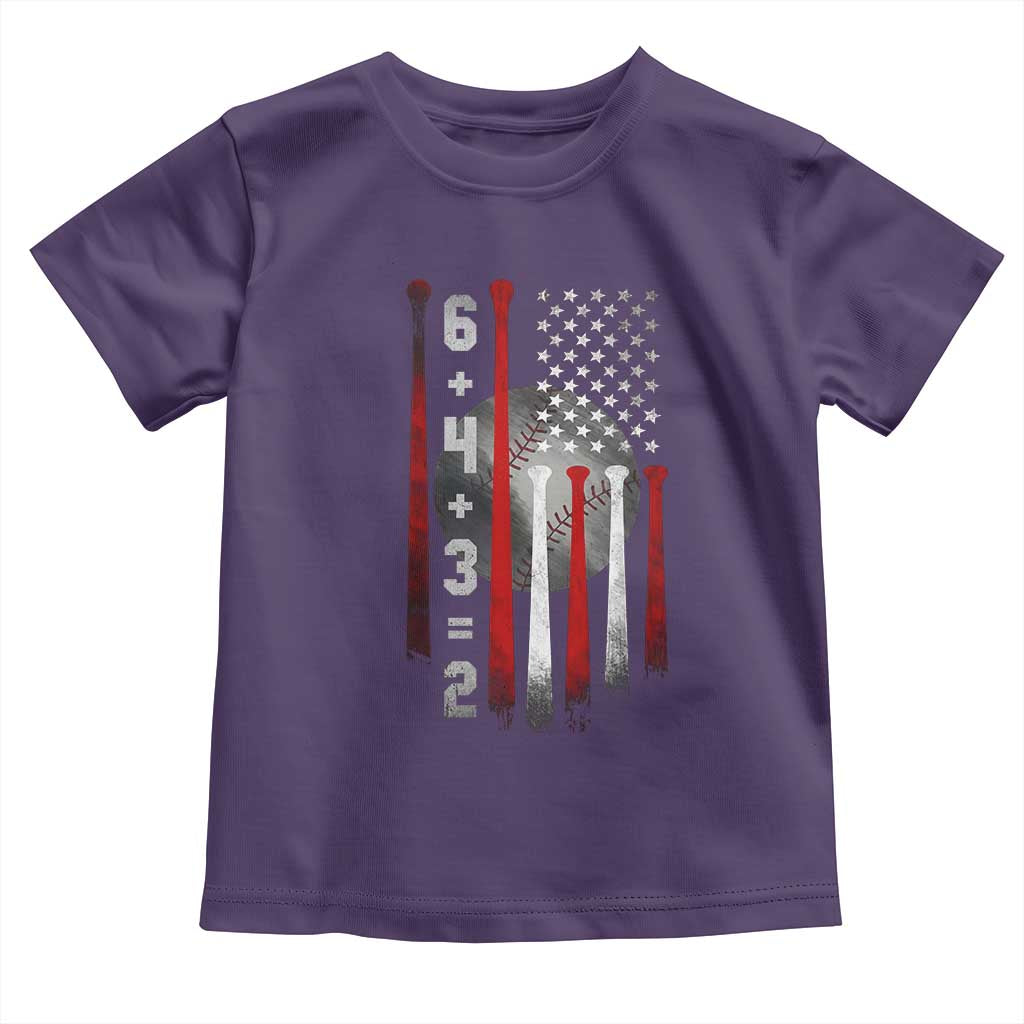Double Play Toddler T Shirt 6 4 3 2 Vintage Baseball Math Softball Player American Flag