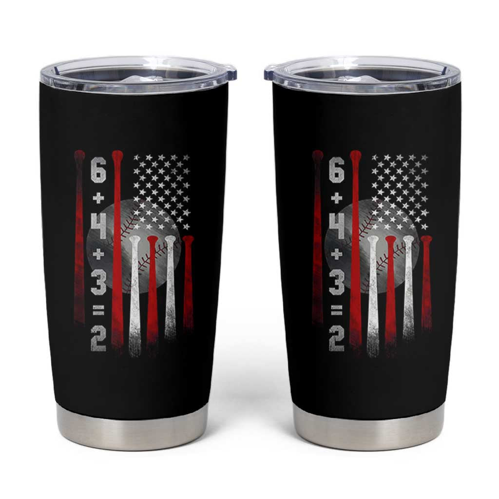 Double Play Tumbler Cup 6 4 3 2 Vintage Baseball Math Softball Player American Flag