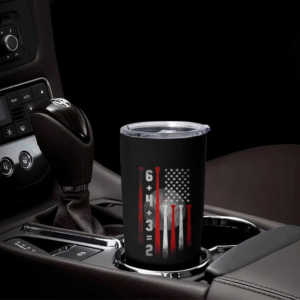 Double Play Tumbler Cup 6 4 3 2 Vintage Baseball Math Softball Player American Flag