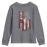 Double Play Youth Sweatshirt 6 4 3 2 Vintage Baseball Math Softball Player American Flag