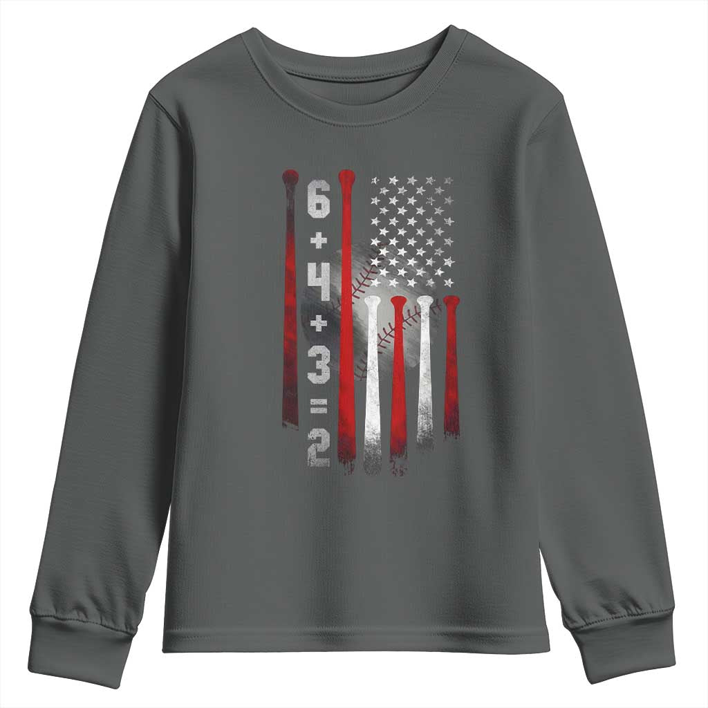 Double Play Youth Sweatshirt 6 4 3 2 Vintage Baseball Math Softball Player American Flag