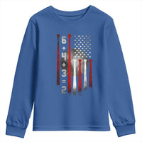 Double Play Youth Sweatshirt 6 4 3 2 Vintage Baseball Math Softball Player American Flag