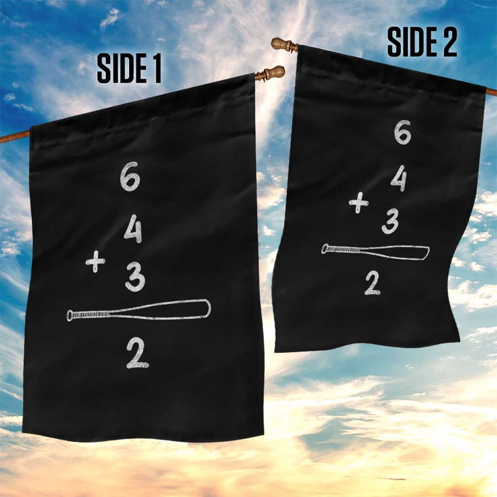 Double Play Garden Flag 6 4 3 2 Vintage Baseball Bat Softball Player