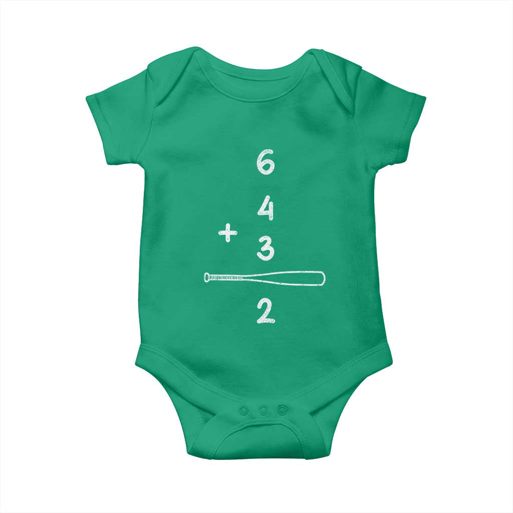 Double Play Baby Onesie 6 4 3 2 Vintage Baseball Bat Softball Player
