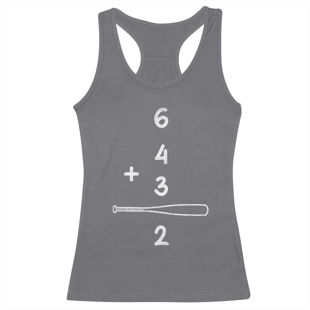 Double Play Racerback Tank Top 6 4 3 2 Vintage Baseball Bat Softball Player