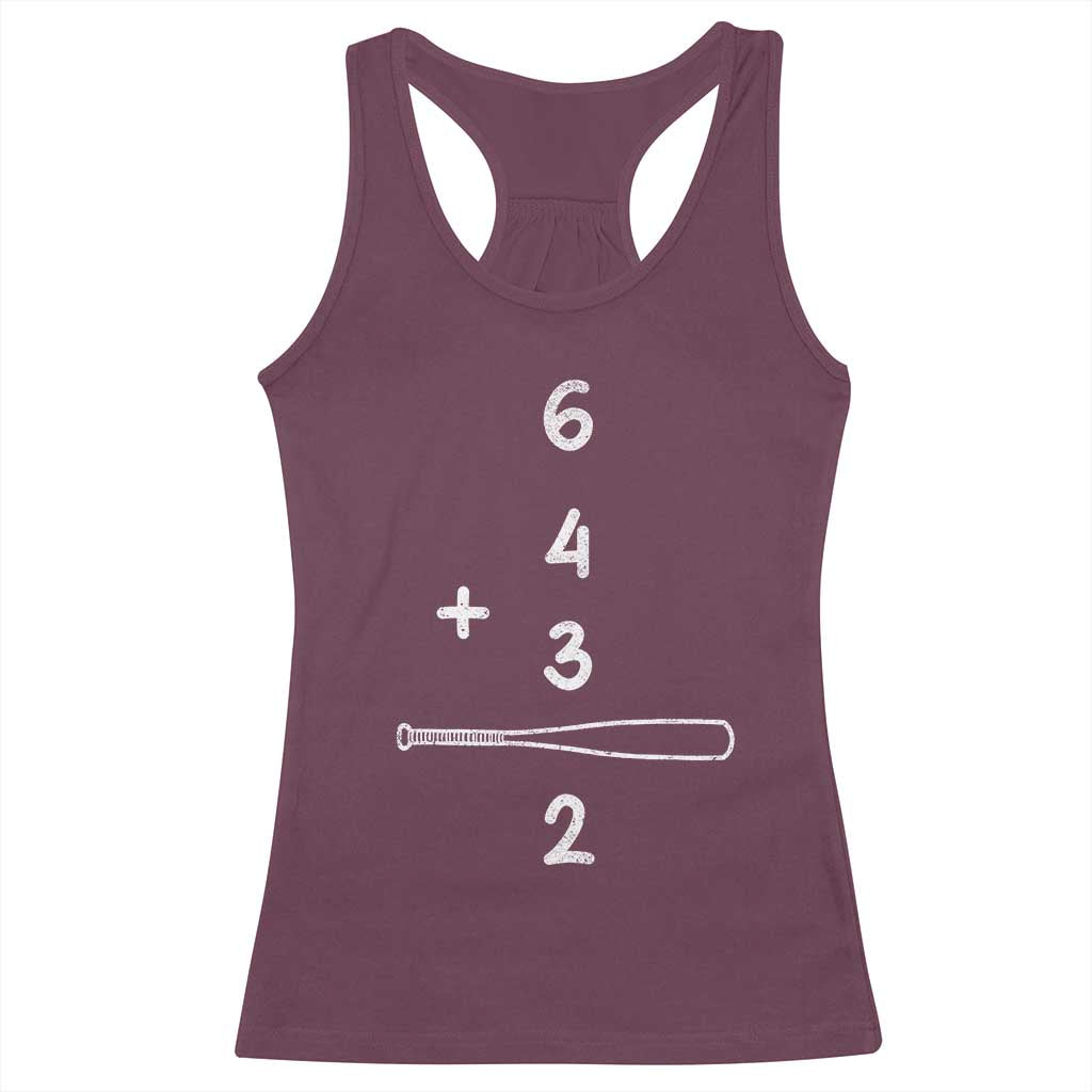 Double Play Racerback Tank Top 6 4 3 2 Vintage Baseball Bat Softball Player