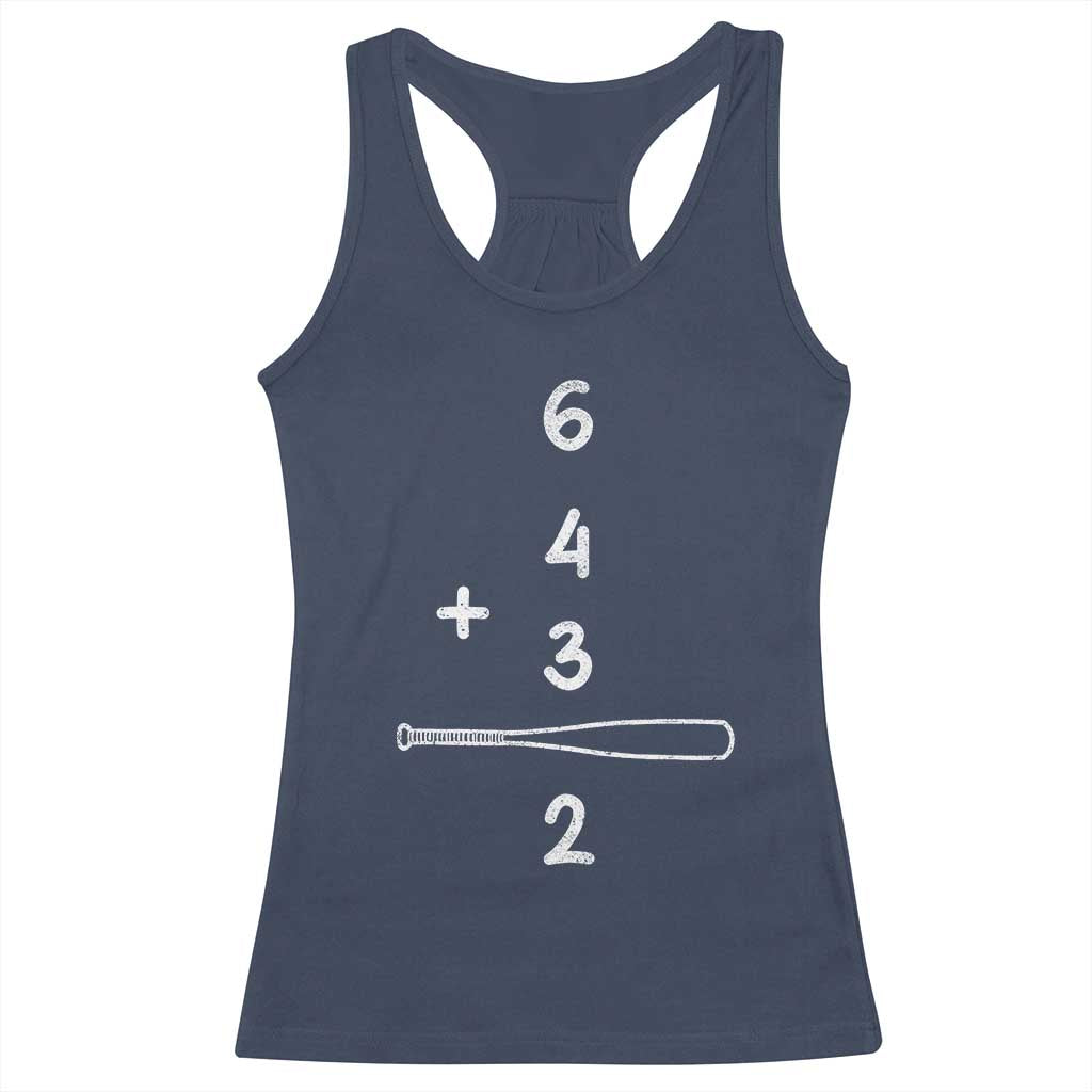 Double Play Racerback Tank Top 6 4 3 2 Vintage Baseball Bat Softball Player