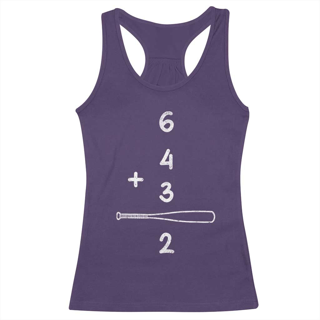 Double Play Racerback Tank Top 6 4 3 2 Vintage Baseball Bat Softball Player