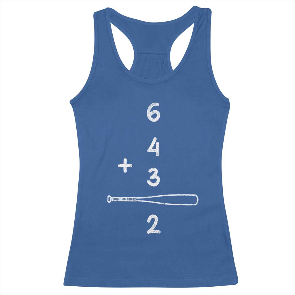 Double Play Racerback Tank Top 6 4 3 2 Vintage Baseball Bat Softball Player
