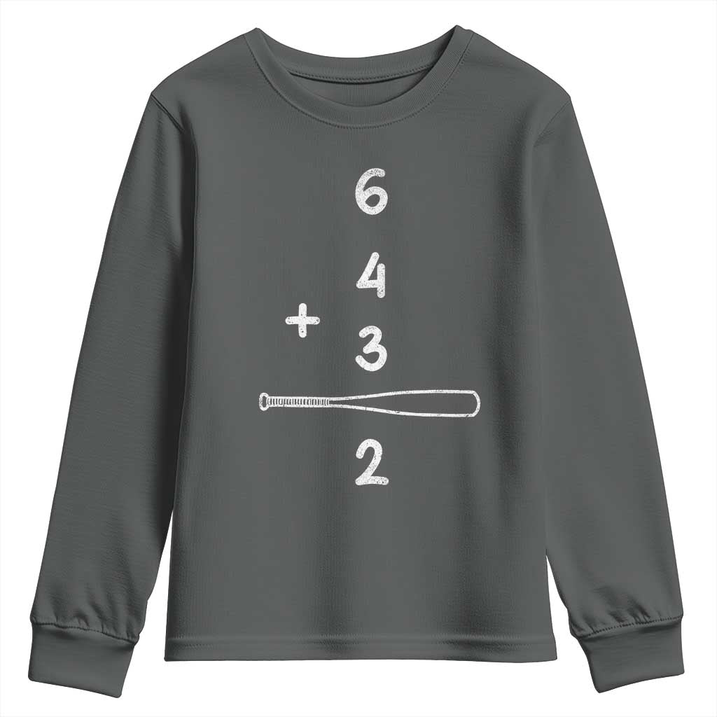 Double Play Youth Sweatshirt 6 4 3 2 Vintage Baseball Bat Softball Player