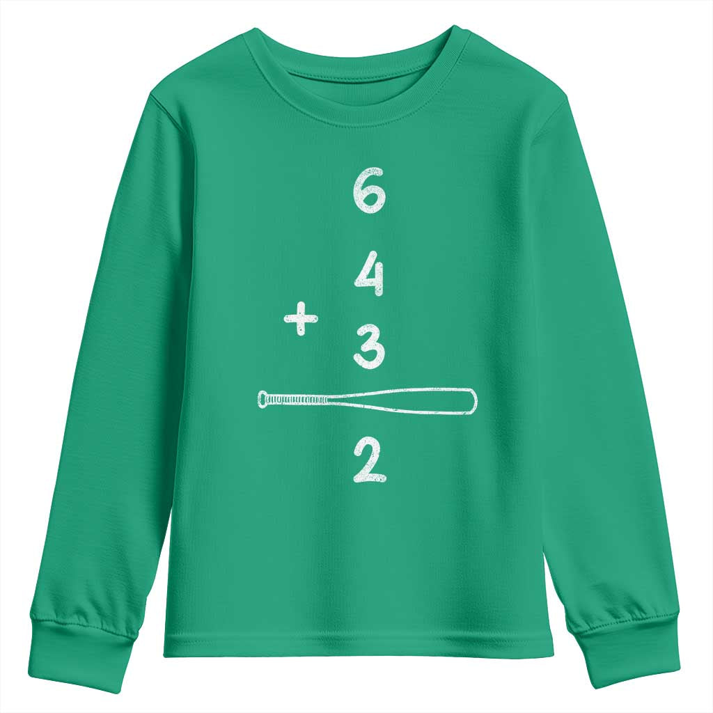 Double Play Youth Sweatshirt 6 4 3 2 Vintage Baseball Bat Softball Player