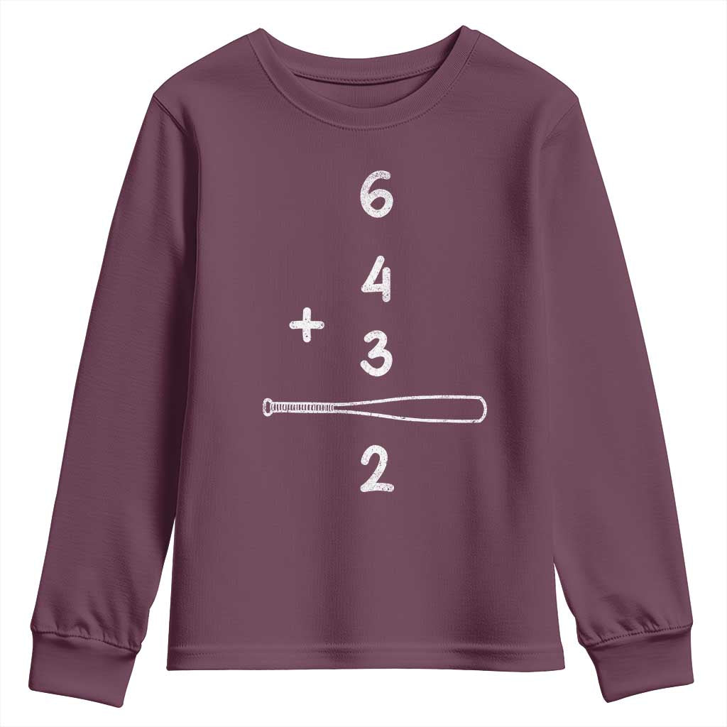 Double Play Youth Sweatshirt 6 4 3 2 Vintage Baseball Bat Softball Player