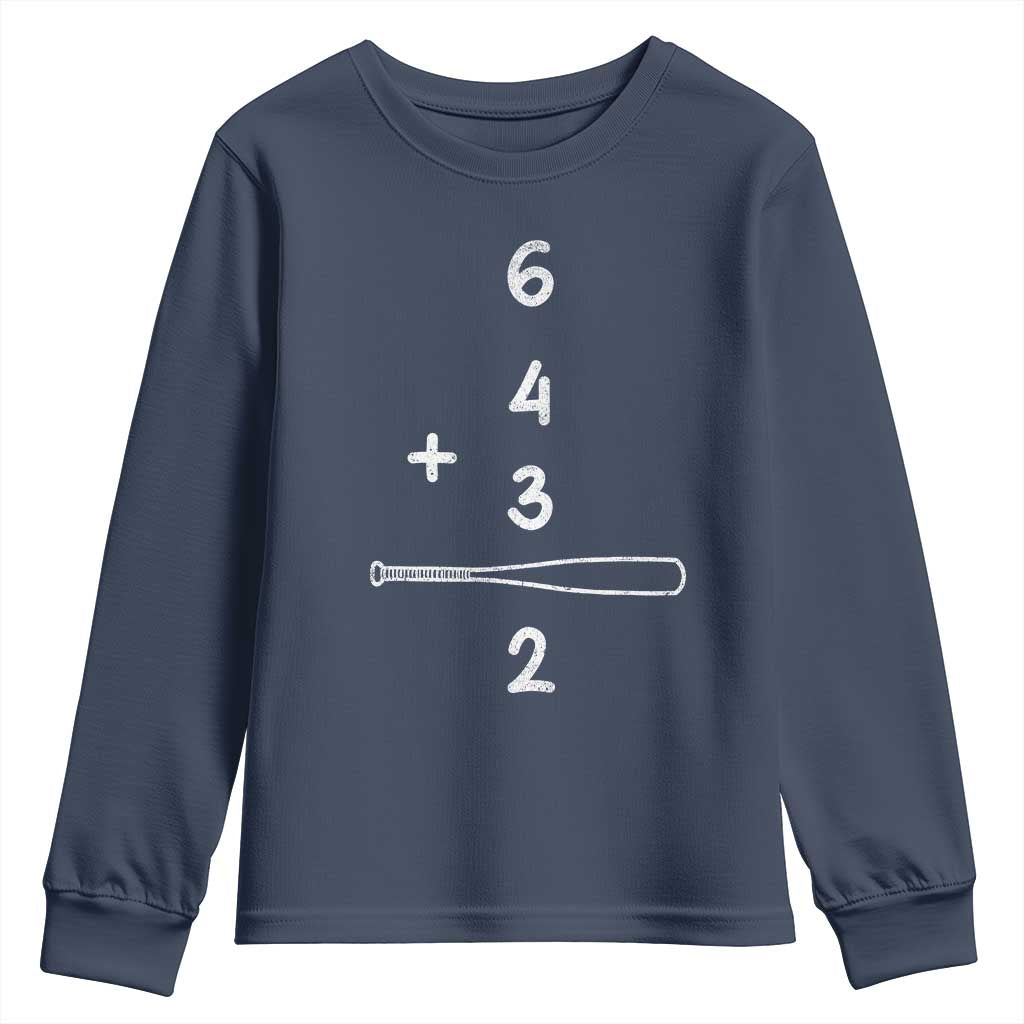 Double Play Youth Sweatshirt 6 4 3 2 Vintage Baseball Bat Softball Player