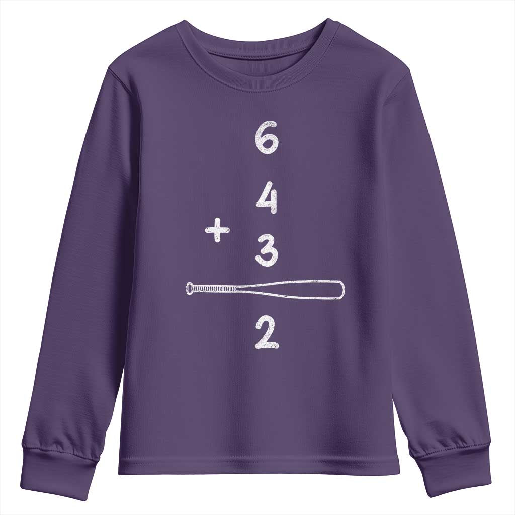 Double Play Youth Sweatshirt 6 4 3 2 Vintage Baseball Bat Softball Player