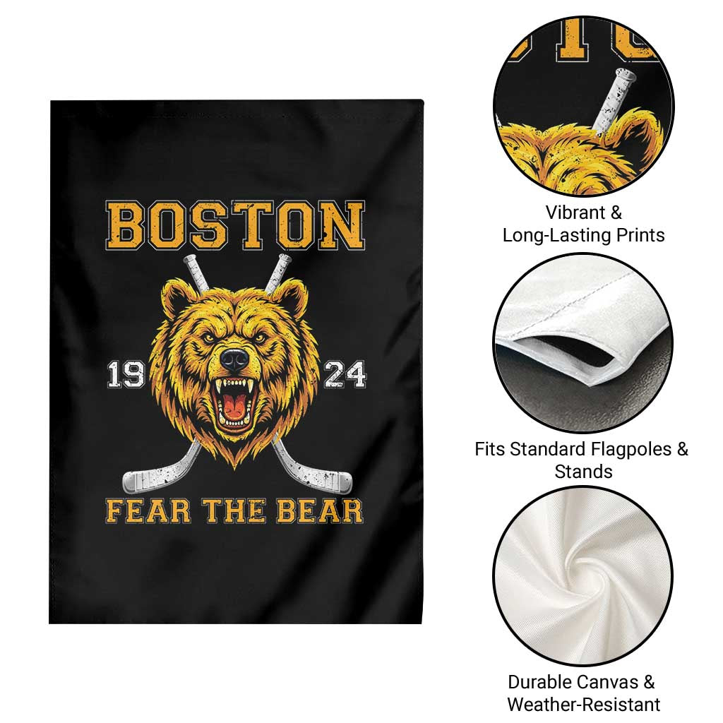 Boston Ice Hockey Garden Flag Retro Vintage Fear The Bear