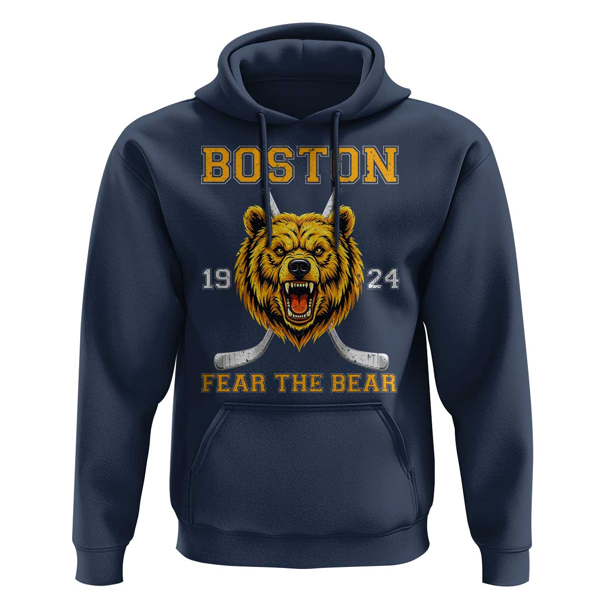Boston Ice Hockey Hoodie Retro Vintage Fear The Bear