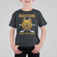 Boston Ice Hockey T Shirt For Kid Retro Vintage Fear The Bear
