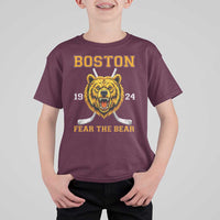 Boston Ice Hockey T Shirt For Kid Retro Vintage Fear The Bear