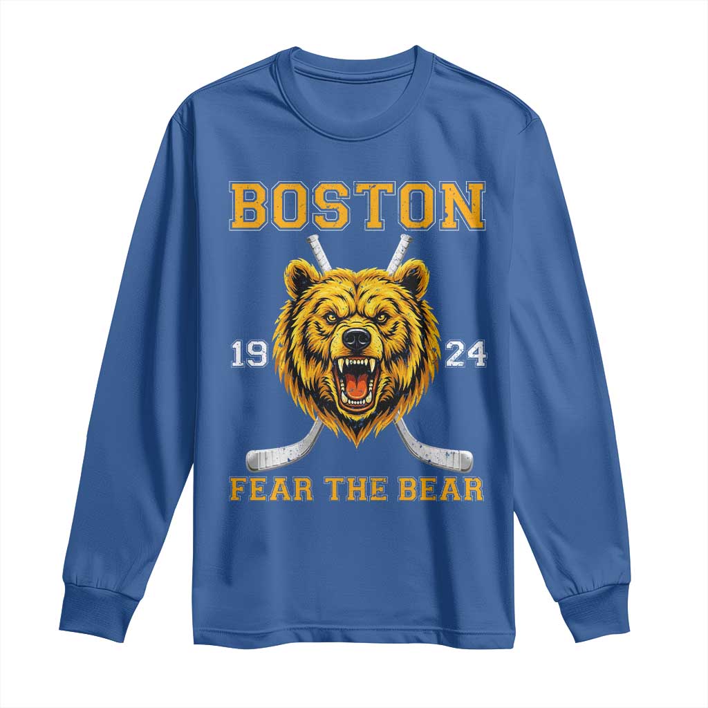Boston Ice Hockey Long Sleeve Shirt Retro Vintage Fear The Bear