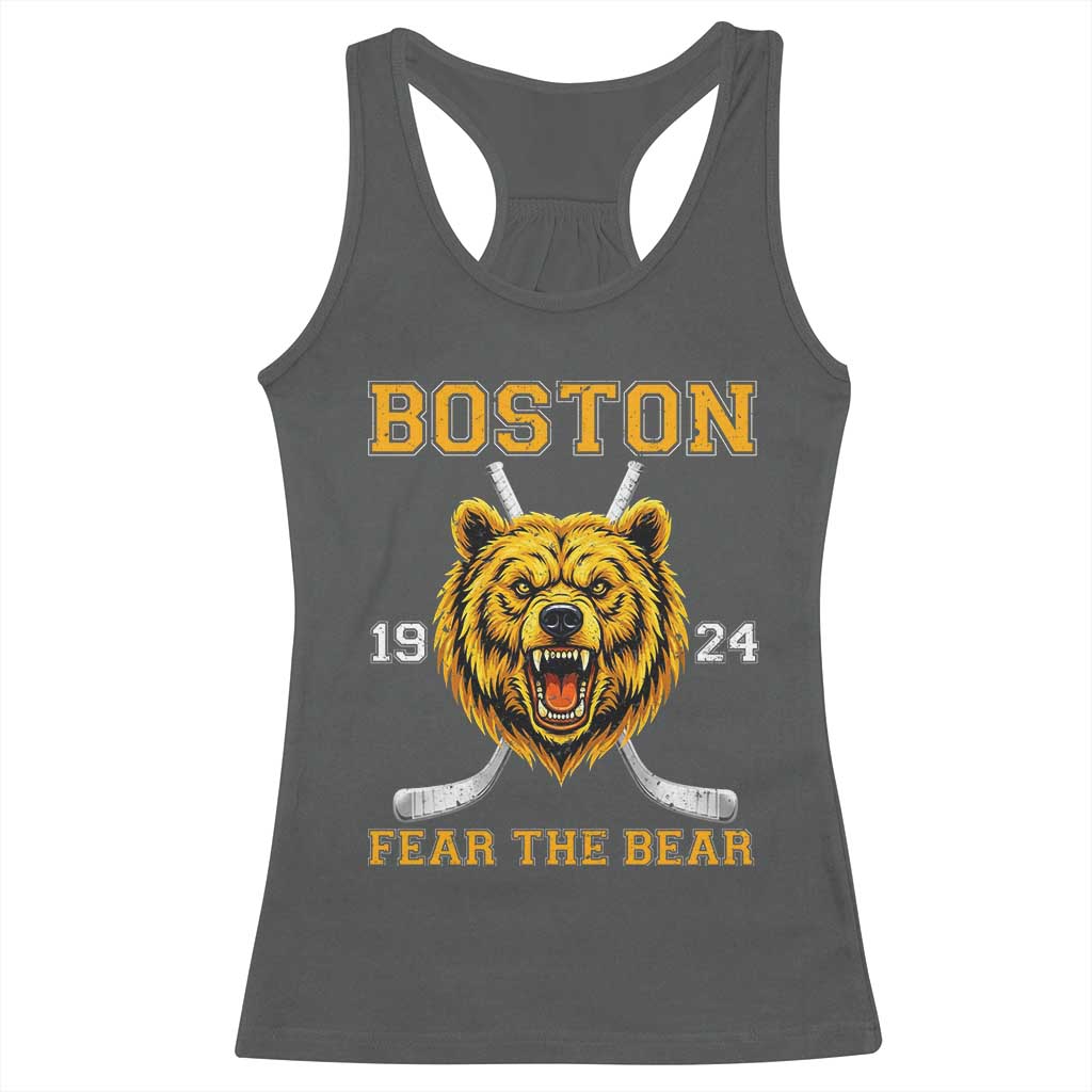 Boston Ice Hockey Racerback Tank Top Retro Vintage Fear The Bear