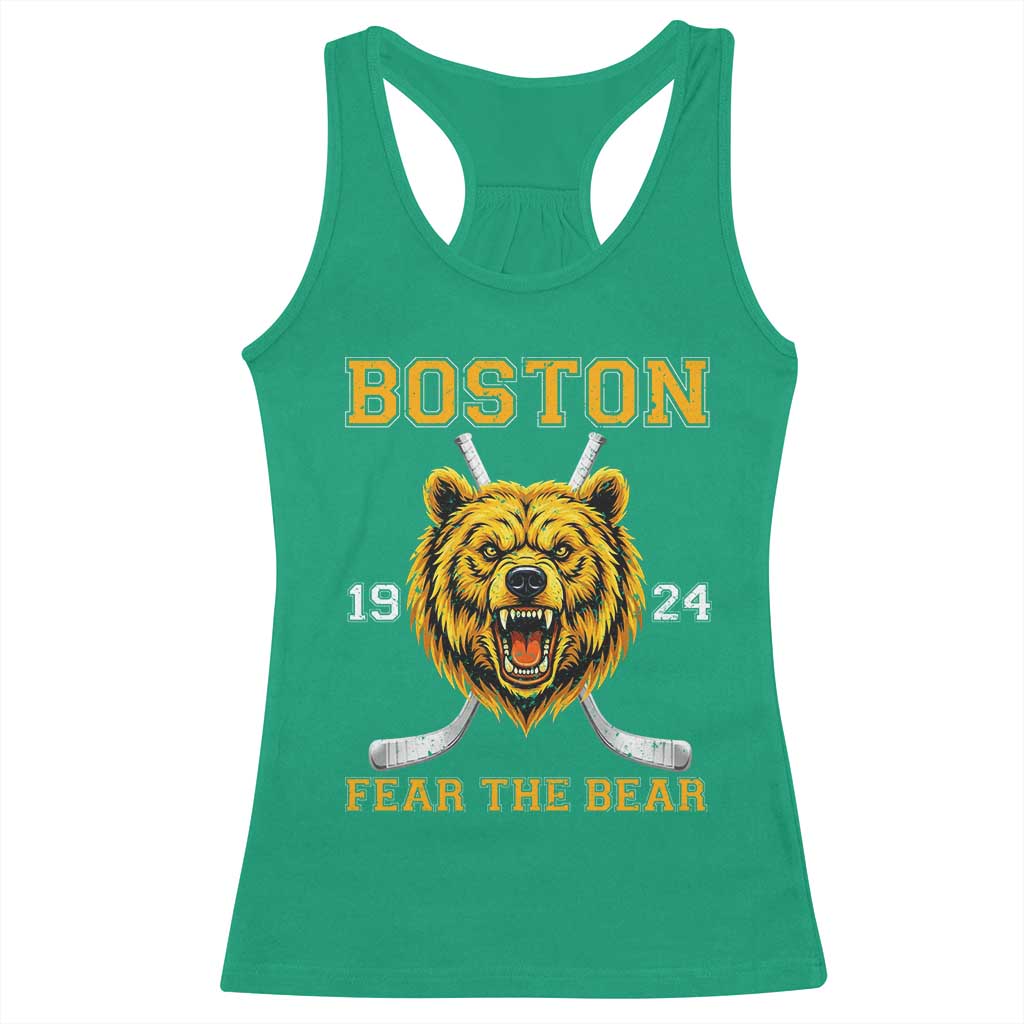 Boston Ice Hockey Racerback Tank Top Retro Vintage Fear The Bear